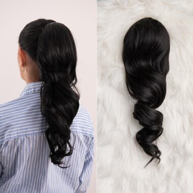 Crna │Opuštena kovrča │50cm │Rep na mrežicu