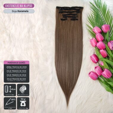 Karamela │ Ravna │ 60cm │ Ekstenzije na klipse