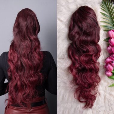 Mahagoni │Opuštena kovrča │80cm │Rep na mrežicu