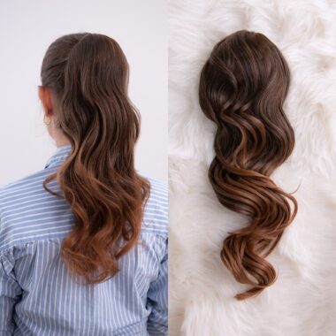 Smeđa Ombre │Opuštena kovrča │ 50cm │Rep na mrežicu