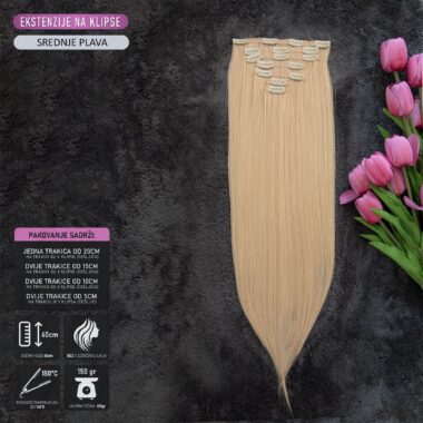 Šampanjac / Srednje Plava │Ravna │Ekstenzije na klipse