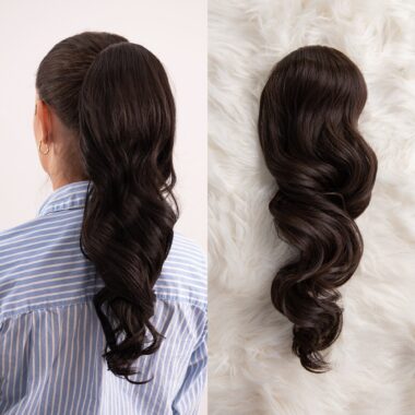 Tamno smeđa │ Opuštena kovrča │ 50cm │ rep na mrežicu