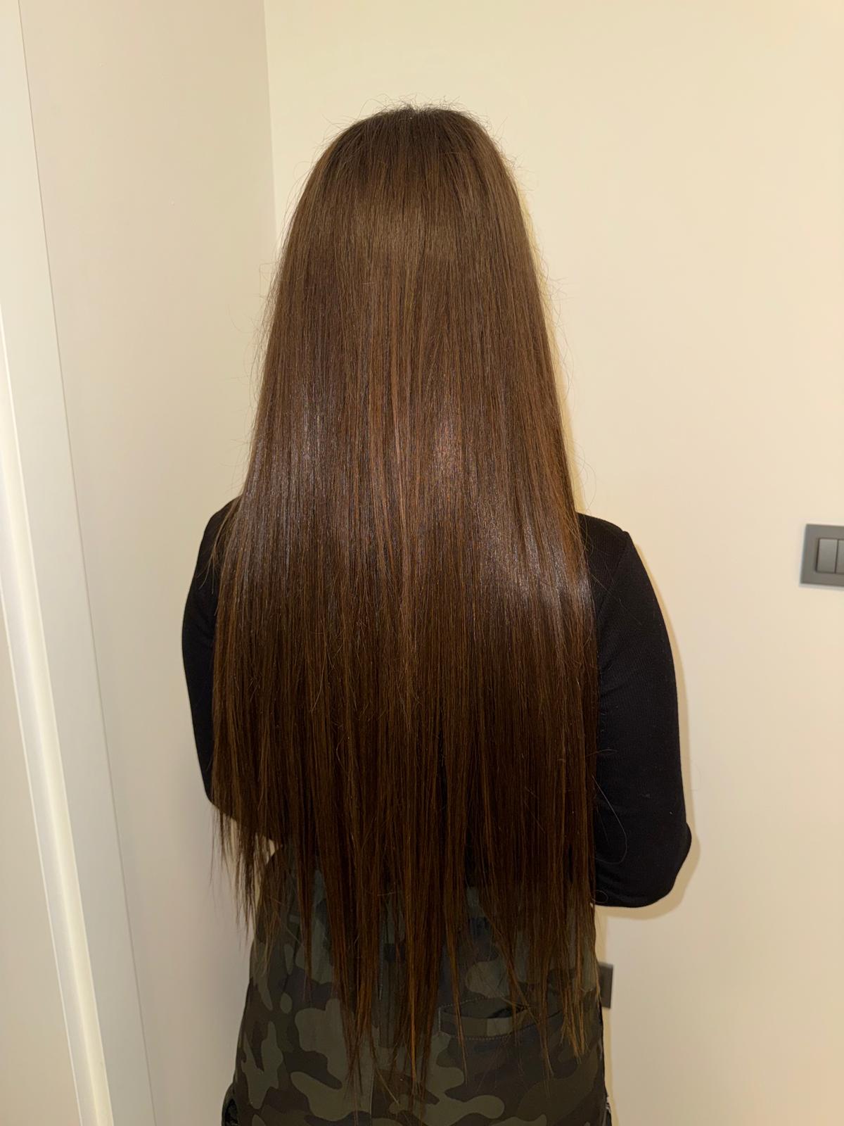 Smeđa sa pramenovima │Ravna │60cm │Ekstenzije na klipse photo review