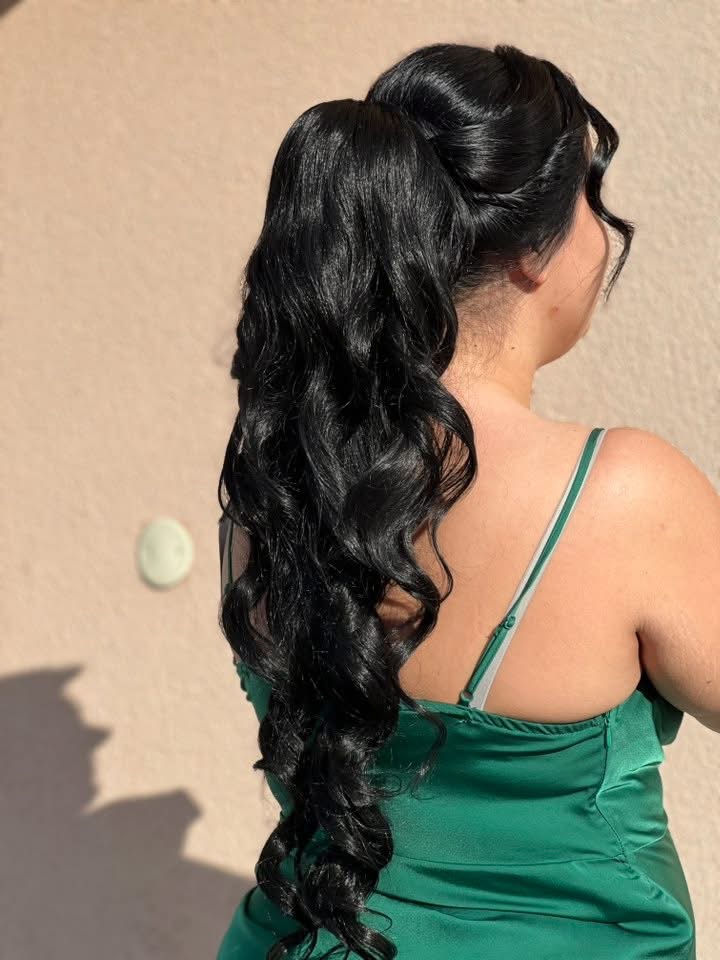 Crna │Opuštena kovrča │80cm │Rep na mrežicu photo review