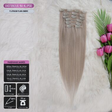 Platinum Plava Ombre │Ravna │60cm │Ekstenzije na klipse