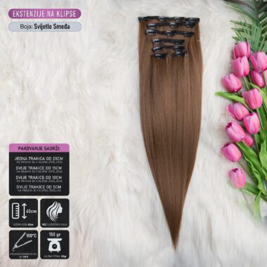 Svijetlo smeđa │ Ravna │ 60cm │ Ekstenzije na klipse